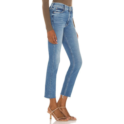 Mother The Dazzler Ankle Fray Jeans Blue Riding The Cliffside Women's 25