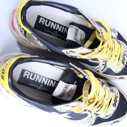 GOLDEN GOOSE Running Sole Sneaker Natural Snake Print and White Star Women's 40