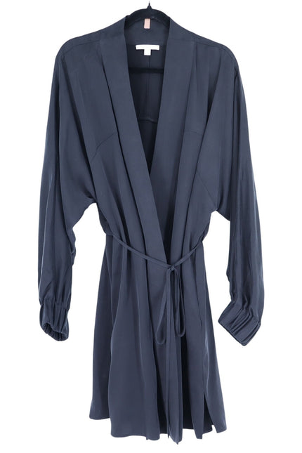 LUNYA Oversized Silk Mini Robe Immersed Black Belted Loungewear Women's L/XL