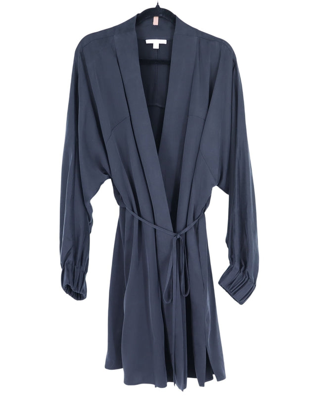 LUNYA Oversized Silk Mini Robe Immersed Black Belted Loungewear Women's L/XL