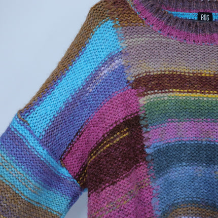 BDG Undone Spacedye Pullover Sweater Purple Multicolor Knit Jumper Women's M
