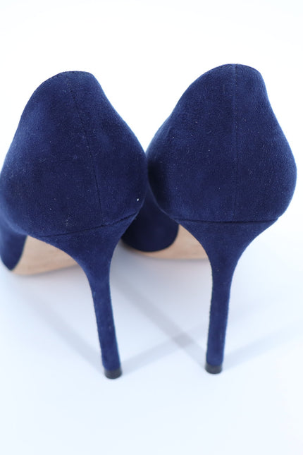 JIMMY CHOO Romy 85 Navy Suede Pointed Pumps Women's 38.5/US 8.5