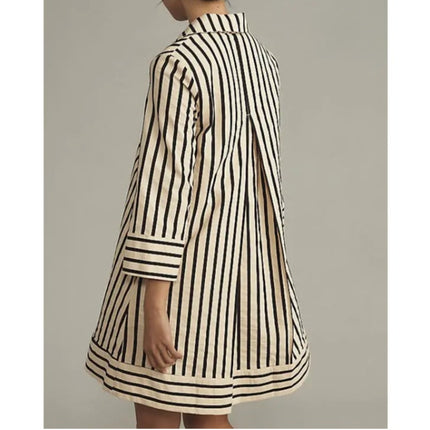 ENGLISH FACTORY Stripe Collared Mini Dress Beige Black NWT Pullover Women's S