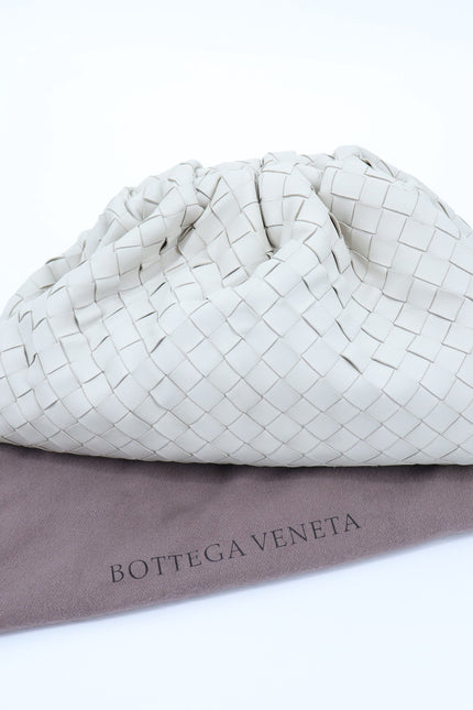 BOTTEGA VENETA The Pouch Bone White Intrecciato Leather Clutch Bag