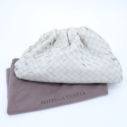 BOTTEGA VENETA The Pouch Plaster White Intrecciato Leather Clutch Bag