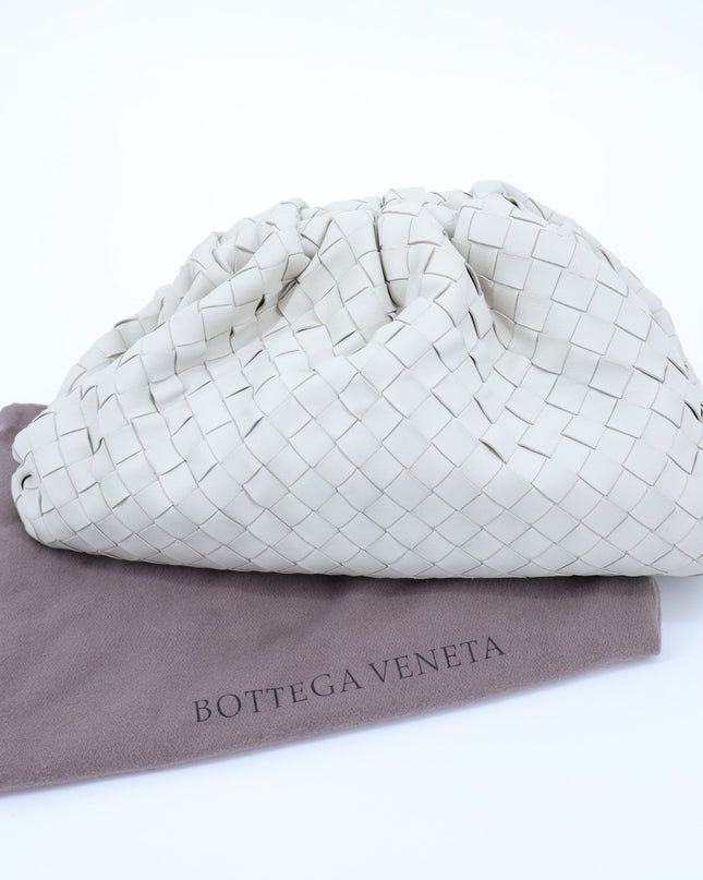 BOTTEGA VENETA The Pouch Plaster White Intrecciato Leather Clutch Bag
