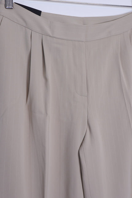 DONNA KARAN NWT Pinstripe Wide Leg Dress Pants Cobblestone Cream Women's 10P