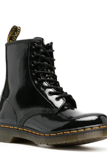 DR. MARTENS 1460 Patent Leather Combat Boots Black Lace Up Women's 7