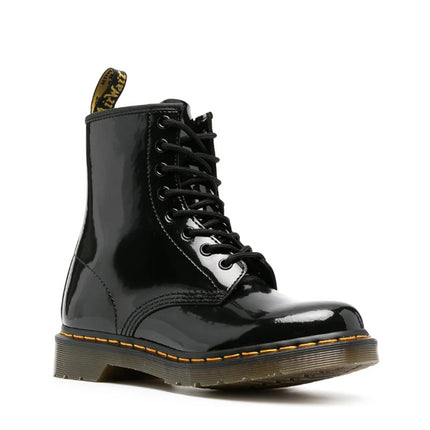 DR. MARTENS 1460 Patent Leather Combat Boots Black Lace Up Women's 7