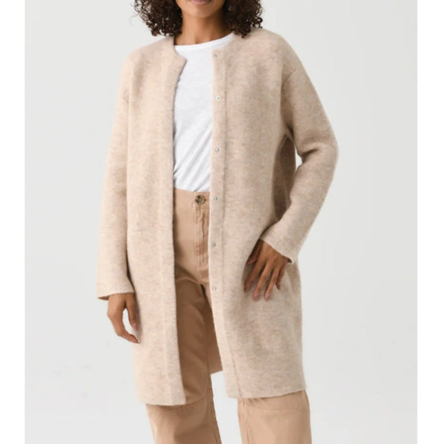 Vince Soft Sculpted Car Coat Oatmeal Textured Long Sleeve Sweater Knit Women's S