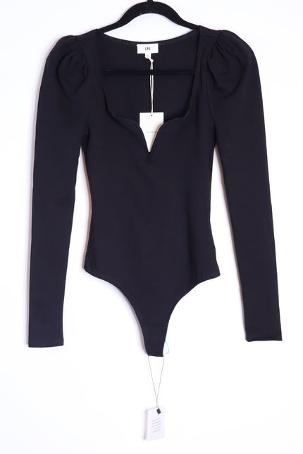 LPA NWT Sweetheart Bodysuit Black Long Sleeve Thong Cut Women's XS