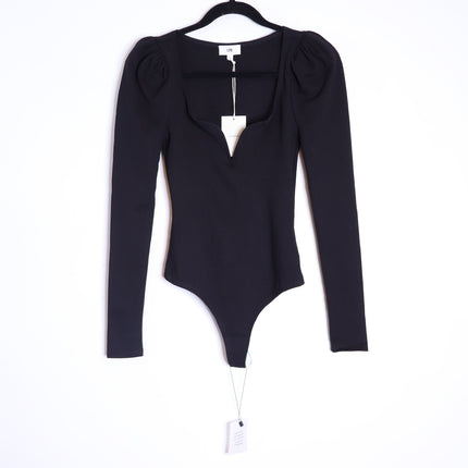 LPA Sweetheart Bodysuit NWT Black Long Sleeve Thong Cut Women's XS