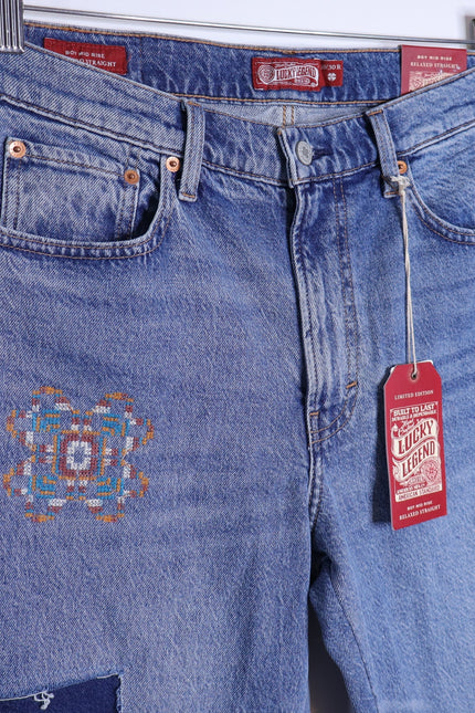 LUCKY NWT Legend Mid Rise Boy Jeans Blue Medium Wash Straight Leg Women's 10