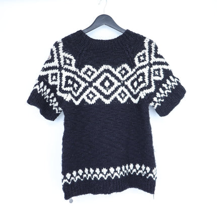 Moncler Maglione Tricot Girocollo Sweater Black and White Short Sleeve Women's S