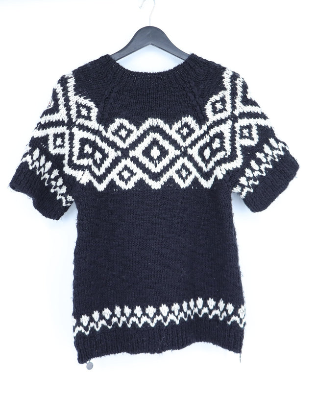 Moncler Maglione Tricot Girocollo Sweater Black and White Short Sleeve Women's S