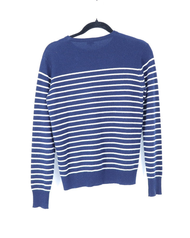 Kule Sophie Sweater 100% Cashmere Pullover Blue Stripe Crew Neck Women's S
