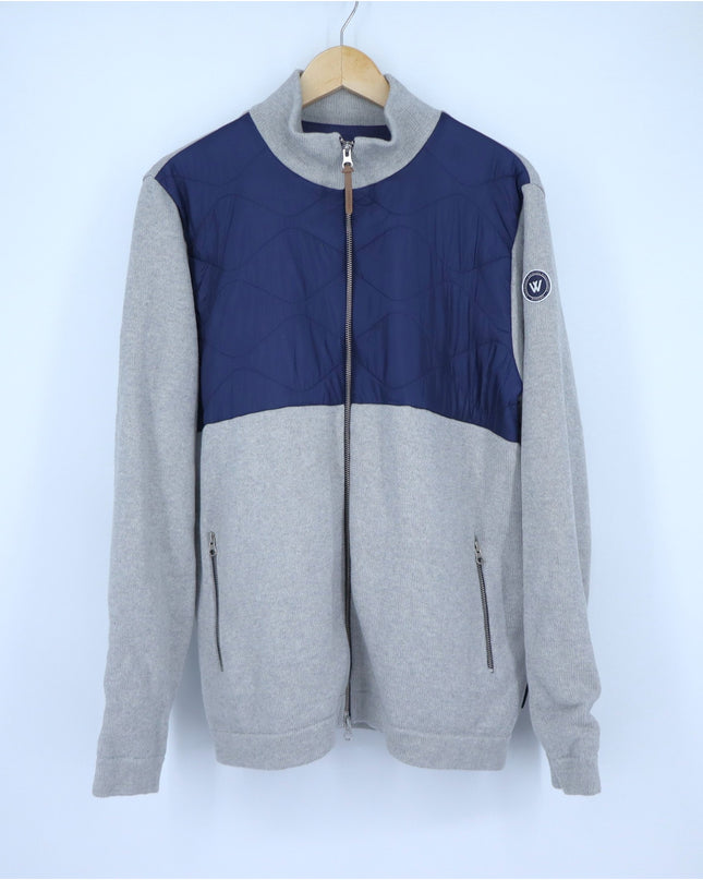 Holebrook Sweden Sigvard Full Zip Jacket Gray Navy Quilted Windproof Men's L