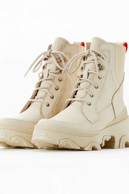 SOREL Brex Leather Lace Up Boot Bleached Ceramic Orange Waterproof Women's 9