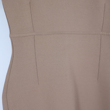 SCANLAN THEODORE Crepe Knit Collar Dress NWT Beige Camel Quiet Luxury Women's L
