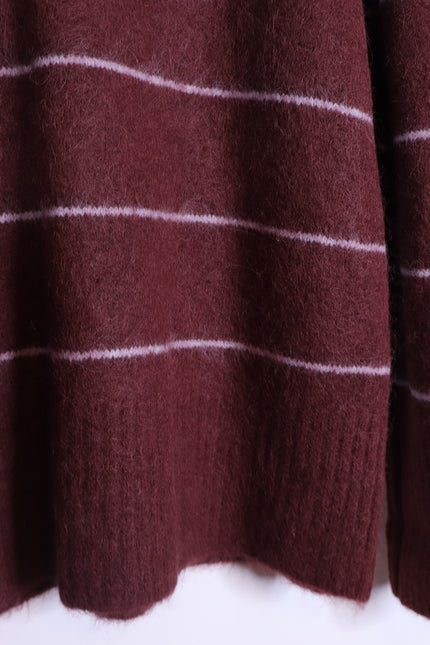 PISTOLA Ivy Pullover Sweater Terra Stripe Maroon Oversized Long Sleeve Women's S