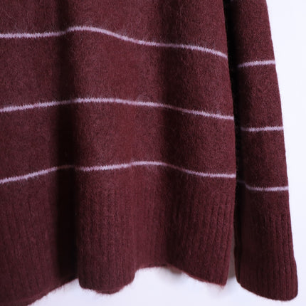 PISTOLA Ivy Pullover Sweater Terra Stripe Maroon Oversized Long Sleeve Women's S