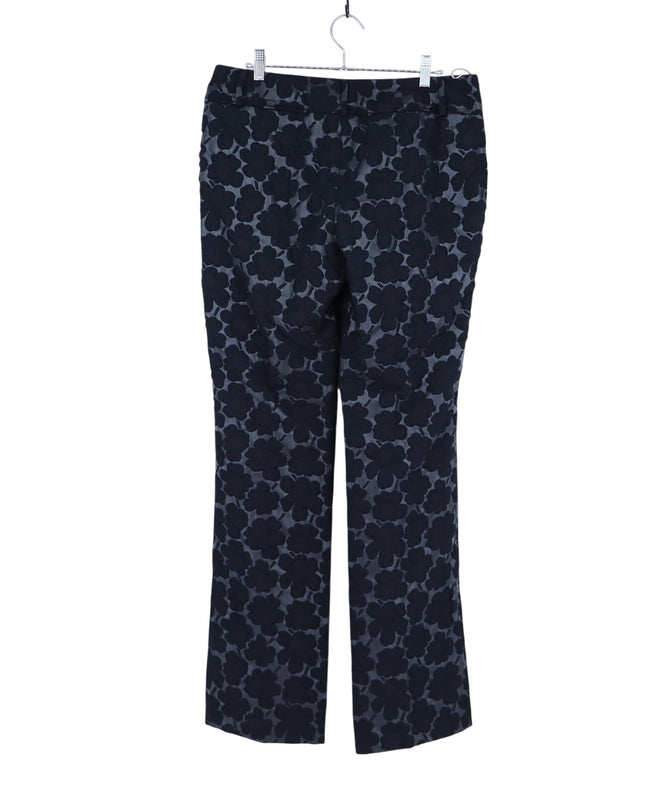 Marni Floral Jacquard Dress Pants Black Straight Leg Trouser Women's IT 44/US 8