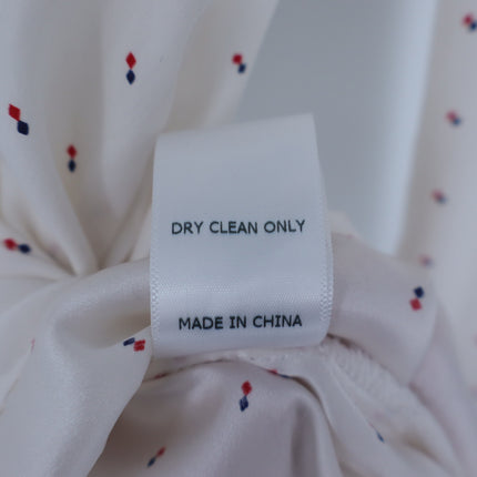 Frame Silk Button Up Shirt Ivory Blanc Dot Long Sleeve Blouse Women's S