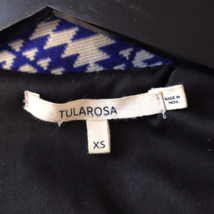 Tularosa Santa Fe Fringe Jacket Blue Ikat Print Open Long Sleeve Women's XS