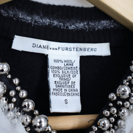 Diane Von Furstenberg Lexi Jacket Beaded Wool and Silk Quiet Luxury Women's S