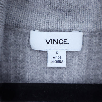 Vince Side Zip Ribbed Pullover Sweater Gray Cowl Neck Cashmere Wool Women's S