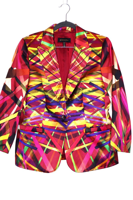 ESCADA Bozena Blazer Fantasy Multicolor Geometric Single Button Women's 40/US10