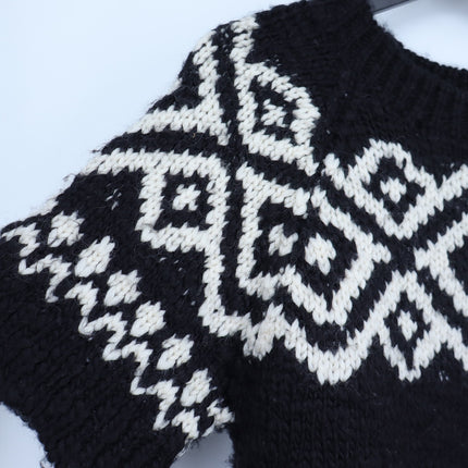 Moncler Maglione Tricot Girocollo Sweater Black and White Short Sleeve Women's S