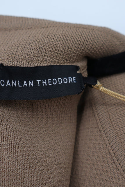 SCANLAN THEODORE Crepe Knit Collar Dress NWT Beige Camel Quiet Luxury Women's L