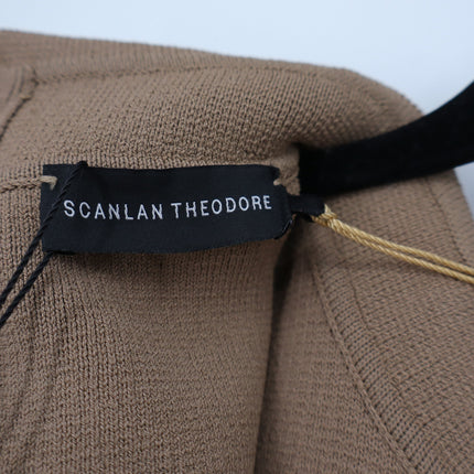 SCANLAN THEODORE Crepe Knit Collar Dress NWT Beige Camel Quiet Luxury Women's L