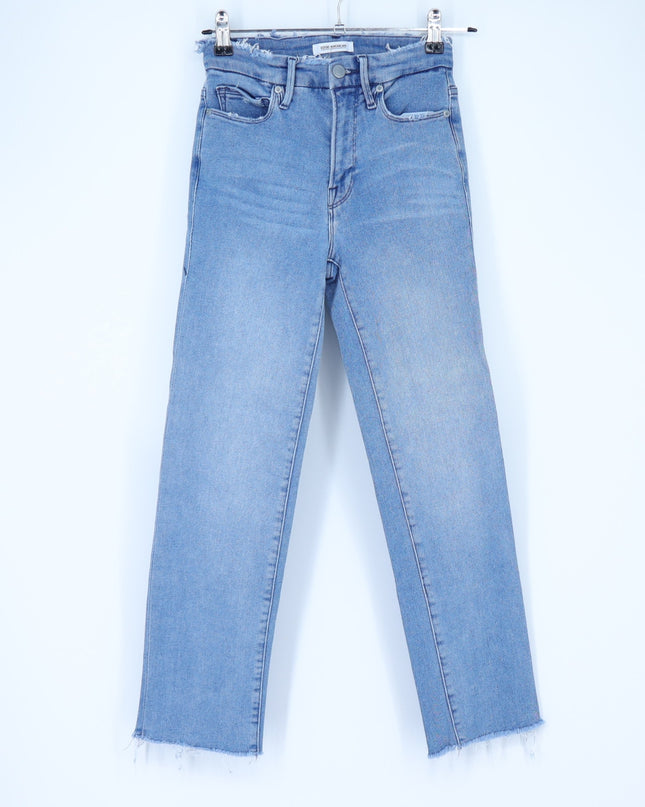 Good American Good Legs Straight Jeans Blue 449 Mid Rise Stretch Women's 0/25