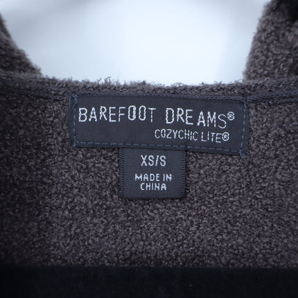 Barefoot Dreams CozyChic Lite Hooded Cardigan Brown Open Longline Women's XS/S