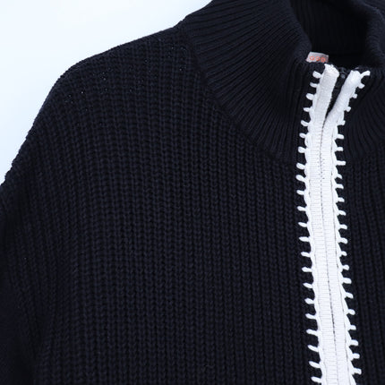 Lisa Todd Romancin Ribbed Heart Sweater Knit Jacket Black Intarsia Women's S