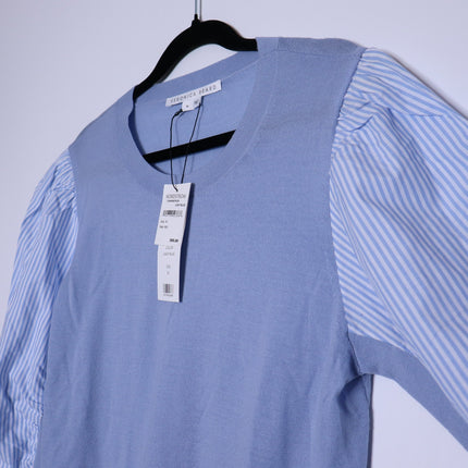 VERONICA BEARD Adler Mixed Media Sweater NWT Light Blue Merino Wool Women's XL