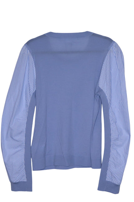 VERONICA BEARD NEW Adler Mixed Media Sweater Light Blue Merino Wool Women's XL