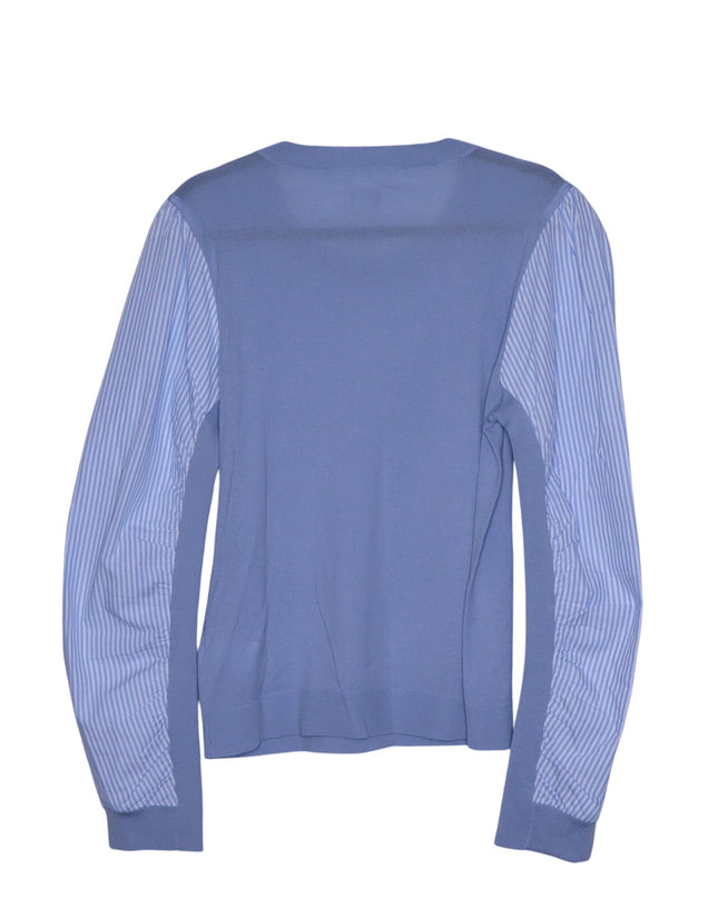 VERONICA BEARD NEW Adler Mixed Media Sweater Light Blue Merino Wool Women's XL