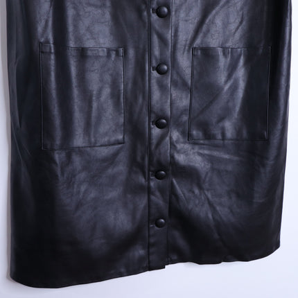 TUCKERNUCK Leather Violetta Shirt Dress NWT Black Short Sleeves Women's M