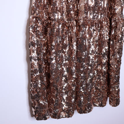 MAEVE Bernadette Sequined Midi Dress NWT Pink Rose Tiered Lined Women's XS
