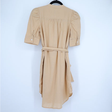 Gap Puff Sleeve Linen Cotton Shirtdress Beige NWT Belted Women's XXS