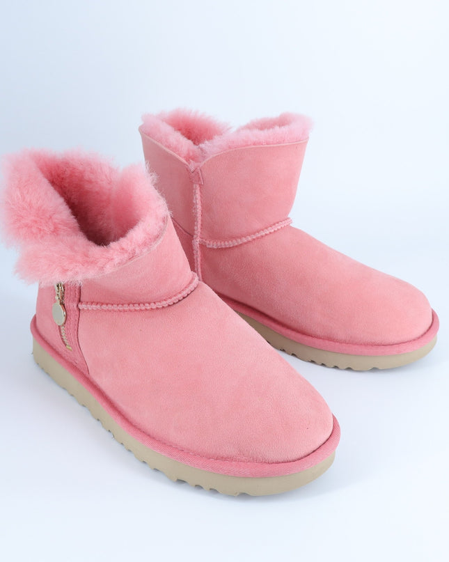 UGG Classic Bailey Zip Mini Boots Pink Blossom Sheepskin Winter Boot Women's 9