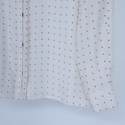 Frame Silk Button Up Shirt Ivory Blanc Dot Long Sleeve Blouse Women's S