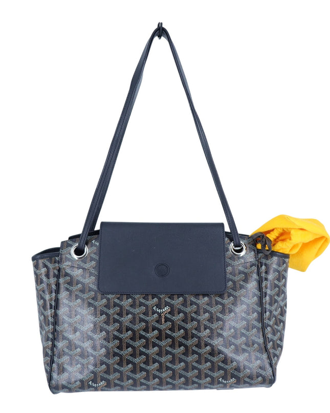 GOYARD Rouette Souple Shoulder Bag Black and Brown Coated Canvas Chevron