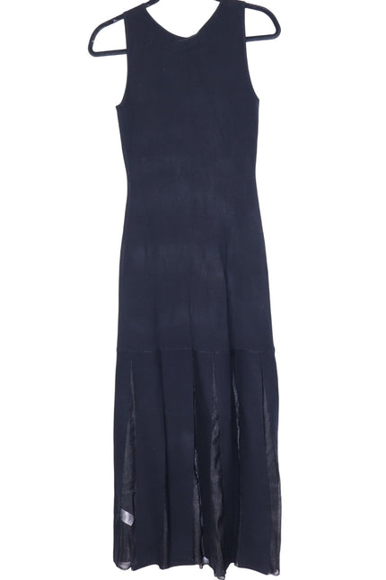 RAILS NEW Alessia A-Line Maxi Dress Black Mesh Pleated Heavy Knit Women's M