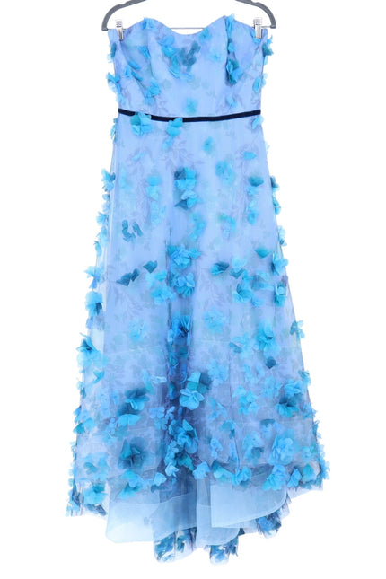 MARCHESA NOTTE 3D Floral Formal Dress Blue Strapless Women's 6