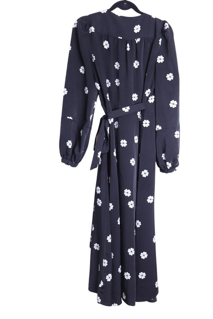 KATE SPADE Black Spade Clover Toss Belted Wrap Dress Long Sleeve Women's 10