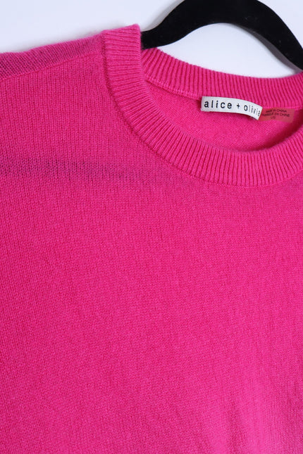ALICE + OLIVIA Gleeson Cashmere Sweater Dip Dye Ombre Pink Long Sleeve Women's L